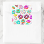 Lekkere roomdonuts patroon vierkante sticker (Tas)