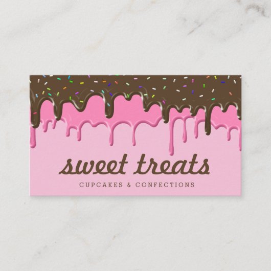 Lekkere roze cupcake ijsdruppels visitekaartje (Voorkant)