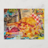 Lekkere sandwich en chips mixed media collage briefkaart (Voorkant)