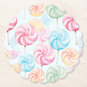Lekkere Snoep Lolly's Whimsische Verjaardag Kartonnen Onderzetters