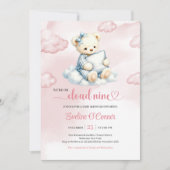Lekkere Teddybeer Baby Shower Uitnodiging Cloud 9 (Voorkant)