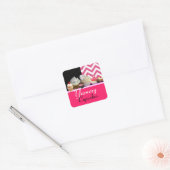 LEKKERE VERJAARDAG CUPCAKES / ROZE WITTE CHEVRON VIERKANTE STICKER (Envelop)