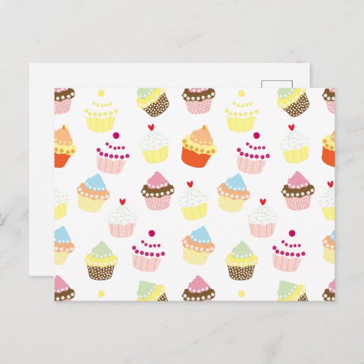 Lekkere versierde verjaardagscupcakes briefkaart (Voorkant / Achterkant)