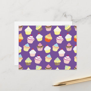 Lekkere versierde verjaardagscupcakes briefkaart