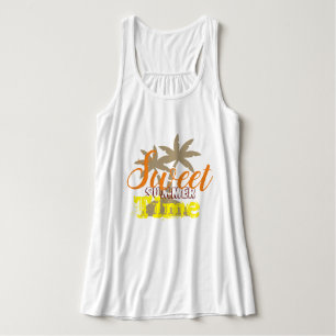 Lekkerige zomertijd kleurrijke zomervibes, geelbru tanktop