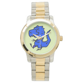 Lekkige wandblauwe dino horloge
