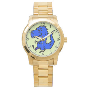 Lekkige wandblauwe dino horloge
