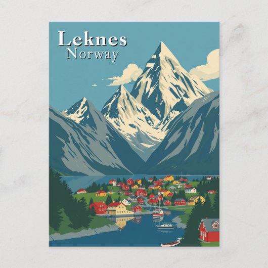 Leknes, Noorwegen Mountain Art Briefkaart (Voorkant)