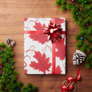Lekpatroon van Vibrant Red Maple Cadeaupapier