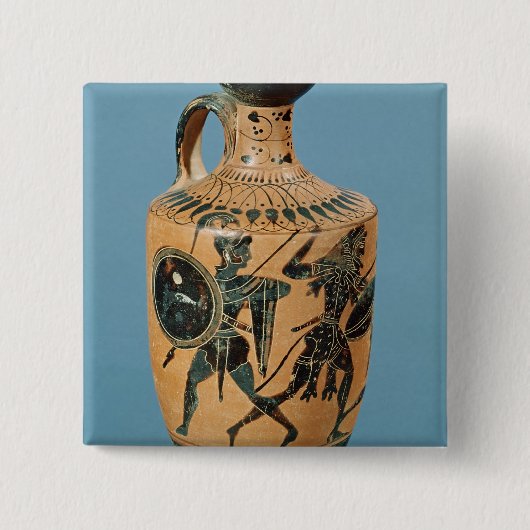 Lekythos met tekenstijl vierkante button 5,1 cm (Voorkant)