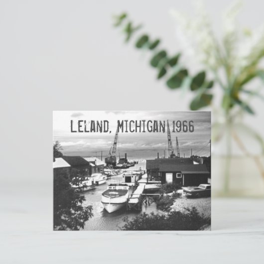 Leland Michigan Retro 1966 Leelanau Havenboten Briefkaart (Staand voorkant)