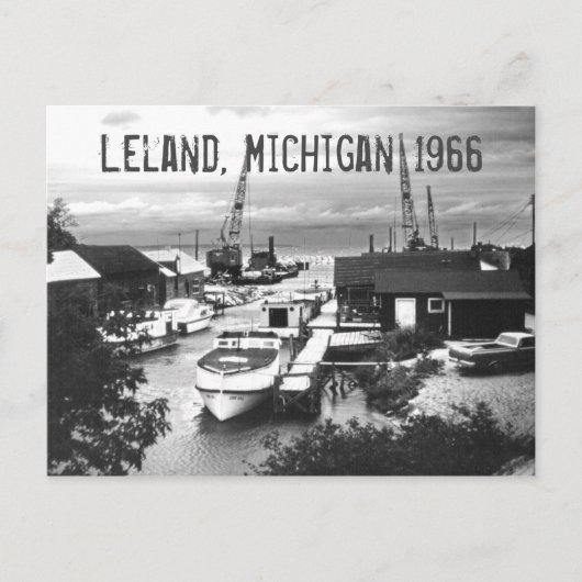 Leland Michigan Retro 1966 Leelanau Havenboten Briefkaart (Voorkant)