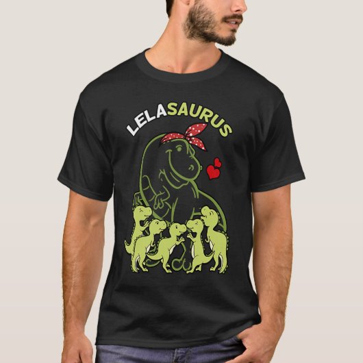 Lelasaurus Lela 5 Kinder Dinosaurus Moederdag T-shirt (Voorkant)