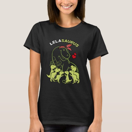 Lelasaurus Lela 6 Kinder Dinosaurus Moederdag T-shirt (Voorkant)