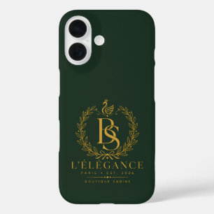 L'Élégance Gold Heritage Laurel Monogram Forest Gr iPhone 16 Hoesje