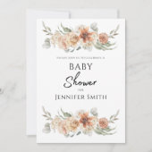 lelegant perzikroze baby shower save the date (Voorkant)