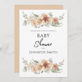 lelegant perzikroze baby shower save the date (Voorkant / Achterkant)