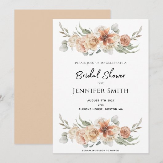 lelegant perzikroze vrijgezellenfeest save the date (Voorkant / Achterkant)