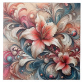 Lelie bloeit te midden van wervelende patronen tegeltje (Voorkant)