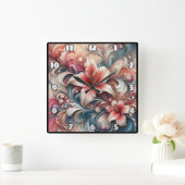 Lelie bloeit te midden van wervelende patronen vierkante klok (Huis)