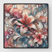 Lelie bloeit te midden van wervelende patronen vierkante klok (Voorkant)