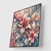 Lelie bloeit te midden van wervelende patronen vierkante klok (Hoek)