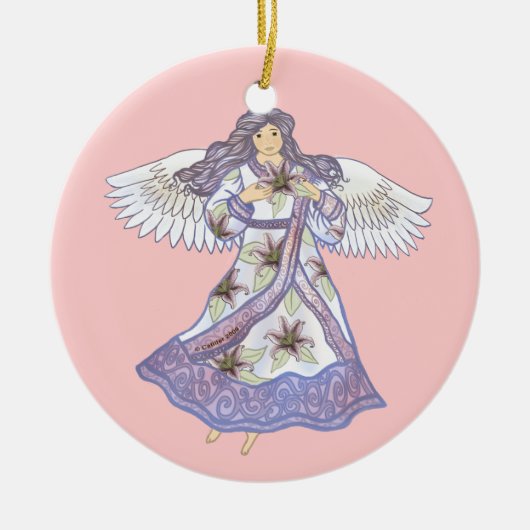 lelie bloem engel keramisch ornament (Voorkant)
