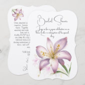 Lelie bloem vrijgezellenfeest. Bloemen uitnodiging (Voorkant / Achterkant)