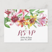 Lelie Bloemboeket Huwelijk RSVP Uitnodiging Briefkaart (Voorkant)