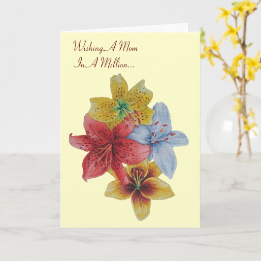 Lelie Bloemen  Bloemen Originele Moeder Verzen Kaart (Gele Bloem)