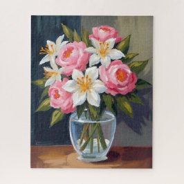 Lelie en Roos Boeket | Bloemenschildering in Water Legpuzzel