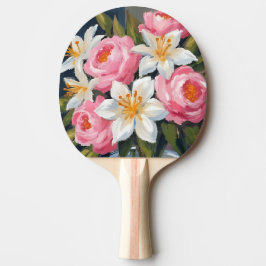 Lelie en Roos Boeket | Bloemenschildering Vaas Tafeltennisbatje
