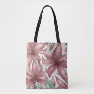 Lelie Roze Aquarel Bloemen Tote Bag