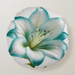 Lelie turquoise-witte bloem gooi kussen