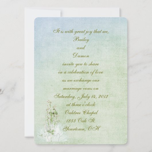 lelie van de dal bruiloft bouquet kaart (Achterkant)