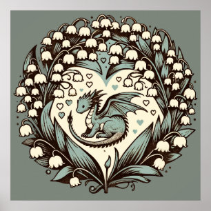 Lelie van de vallei Baby Dragon Schattigee Draken Poster