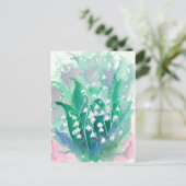 Lelie van de Vallei Blauwe Waterverf Bloemenschild Briefkaart (Staand voorkant)