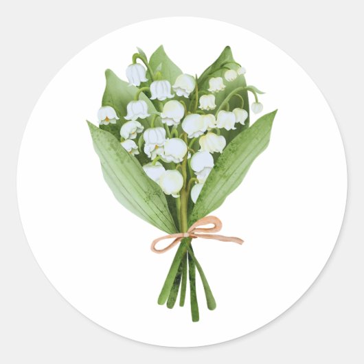 Lelie van de Vallei Bloem Boeket Bloemen Ronde Sticker (Voorkant)