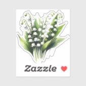 Lelie van de Vallei Bloem  Tuin Waterverf Sticker (Vel)