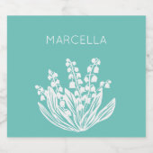 Lelie van de Vallei Bloemen Boeket Custom Name Sparkling Wijnetiket (Enkel label)