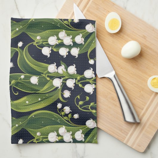 Lelie van de Vallei Bloemen Botanische Keuken Hand Theedoek (Quarter Fold)