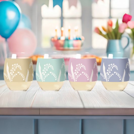 Lelie van de Vallei Bloemen Gepersonaliseerd Achte Wijnglas Zonder Voet (Insitu (Baby Shower))