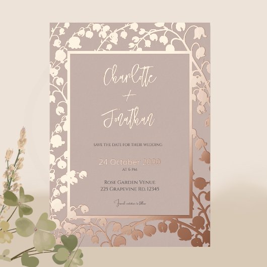 Lelie van de Vallei Bloementuin Trouwgoud F Folie Uitnodiging