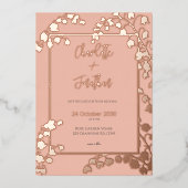 Lelie van de Vallei Bloementuin Trouwgoud Folie Uitnodiging (Voorkant)