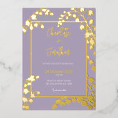 Lelie van de Vallei Bloementuin Trouwgoud Folie Uitnodiging (Voorkant)