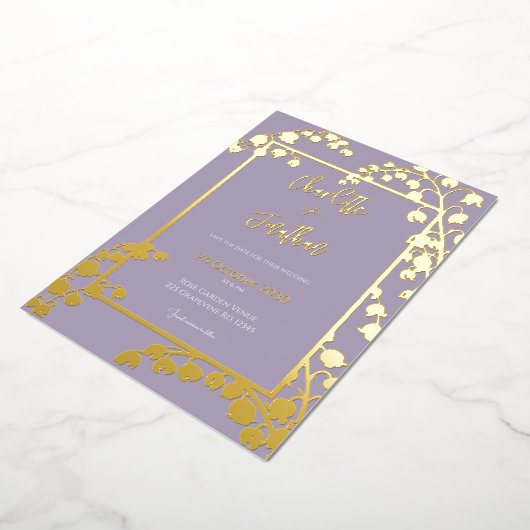 Lelie van de Vallei Bloementuin Trouwgoud Folie Uitnodiging (Gedraaid)