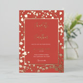 Lelie van de Vallei Bloementuin Trouwgoud Folie Uitnodiging (Staand Voorkant)