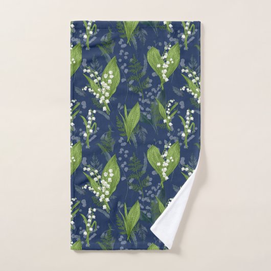 Lelie van de Vallei Donkerblauwe achtergrond Handdoek (Handdoek)