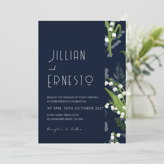 Lelie van de Vallei Donkerste Blauwe Solid met Blo Kaart (Staand voorkant)