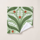 Lelie van de vallei en lieveheersbeestjes symmetri bad handdoek (Wasdoekje)